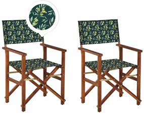 Set di 2 sedie legno di acacia scuro motivo olive CINE Beliani