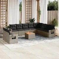 Set Divani da Giardino 11 pz con Cuscini in Polyrattan Grigio 3224639