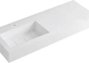 Lavabo a incasso rettangolare vasca a sinistra L 120.5 x H 15 x P 46 cm in resina bianco lucido