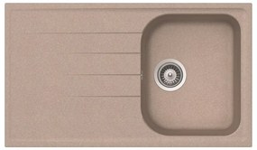 Lavello integrato 1 vasca in quarzo sabbia DELINIA Elbe L 50 x L 86 cm