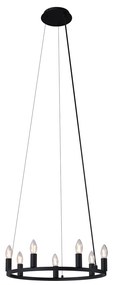 Lampada a sospensione industriale nera a 7 luci - Knight