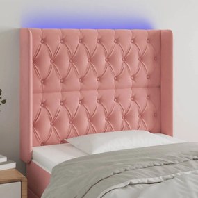 Testiera A Led Rosa 103x16x118/128 Cm İn Velluto /