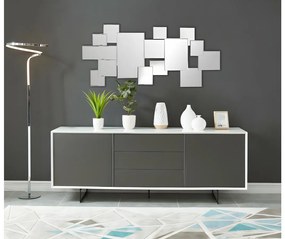 Specchio a muro destrutturato 120x2x53 cm Inox e MDF Argentato - AROL