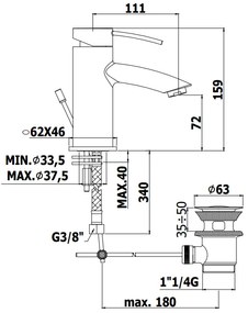 Paffoni Birillo Br071kcr Miscelatore Lavabo Ellittico Con Scarico Clic Clac Cromo