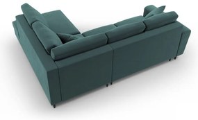 Divano angolare color petrolio allungabile e con contenitore (con penisola a destra/a L) con rivestimento in velluto Kyoto – Cosmopolitan Design