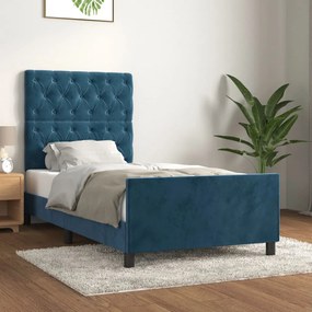 Giroletto Senza Materasso Blu Scuro 80x200 Cm İn Velluto /