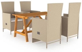 Set Mobili da Pranzo per Giardino 5 pz Beige