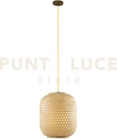 Lampadario a sospensione zen  in bambu' e diffusore in termoplastic...