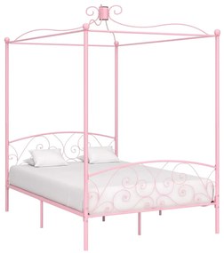 Letto a baldacchino rosa in metallo 140x200 cm