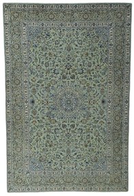 Kashan Tappeto 390 x 270 Verde (Iran) Annodato A Mano