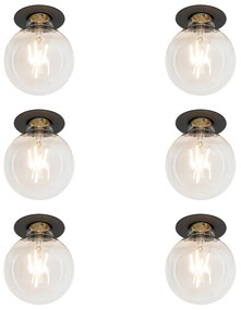 Set di 6 faretti da incasso moderni neri - Insight
