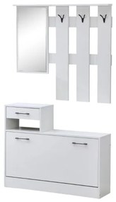 Mobile ingresso con specchio e scarpiera bianco opaco Rudolf XL