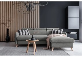 Divano letto angolare in velluto grigio chiaro (angolo destro) Sweet Harmony - Miuform