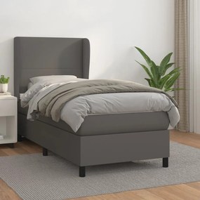 Giroletto A Molle Con Materasso Grigio 90x190 Cm İn Similpelle /