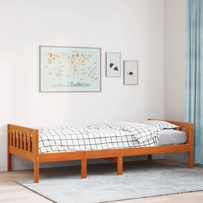 Letto Bambini Senza Materasso Marrone Cera 75x190 Cm Legno Pino /