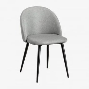 Confezione da 4 sedie da pranzo Kana Nero & Lino Grigio Cemento - Sklum