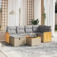 Set Divano da Giardino 7 pz con Cuscini Beige Misto Polyrattan 3265742