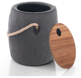 Pouf grigio con vano portaoggetti Barril - Tomasucci