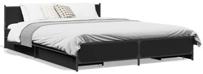 Giroletto Con Cassetti Nero 120x200 Cm İn Legno Multistrato /