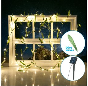 Aigostar - Catena LED solare 50xLED/7m IP65 bianco caldo oliva