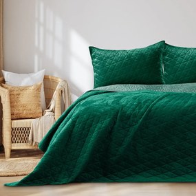 Copriletto verde in velluto con rivestimento trapuntato 240x260 cm Laila – Restilo
