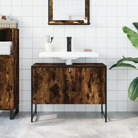 Mobile lavabo bagno rovere fumo 60x30x60 cm legno multistrato