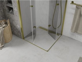 Mexen Lima Duo cabina doccia pieghevole 90 x 90 cm, trasparente, oro - 856-090-090-50-00-02