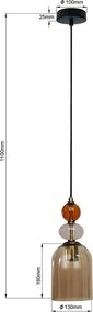 Lampadario a sospensione con cavo TROPEA 1xE27/15W/230V nero/rosso fumé/beige