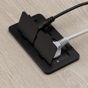 Solight 5B323B - Presa doppia da incasso a pavimento per esterno IP55 nero rettangolare