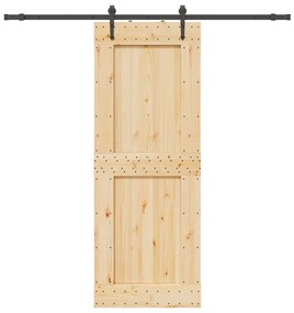 Porta Scorrevole Con Set Hardware 85x210 Cm Legno Massello Pino /