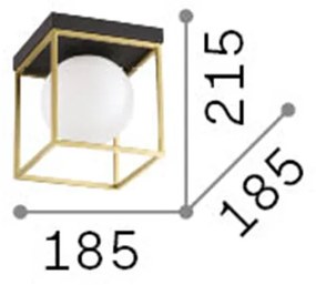 Plafoniera Contemporanea Lingotto Metallo Ottone 1 Luce E14