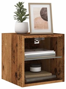 Mobili Tv A Parete Con Luci Led 2pz Legno Antico 30x28,5x30 Cm /