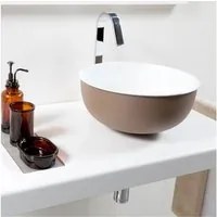 Lavandino da appoggio 'Open Basin' in metallo 40x16h cm by Cipi - Tortora