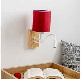 Brilagi-Applique a LED NUBILA WOOD 1xE27/25W/230V+LED/3W quercia/Pompeiana rosso