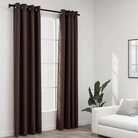 Tende Oscuranti Effetto Lino Con Occhielli 2 Pz Talpa 140x245cm /