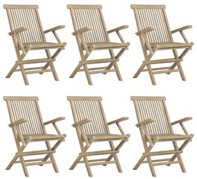 Sedie giardino pieghevoli 6pz grigie 56x61x89 cm massello teak