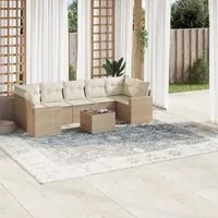 Set Divano da Giardino 8 pz con Cuscini Beige in Polyrattan 3251075