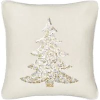 Cuscino decorativo Beige 45 x 45 cm Albero di Natale in cotone sfoderabile Soggiorno Camera da letto