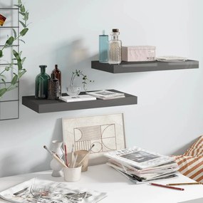 Scaffali A Parete 2 Pz Grigio Lucido 50x23x3,8 Cm İn Mdf /