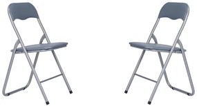 Sedia in metallo pieghevole seduta ecopelle GRIGIO SET 2 PEZZI