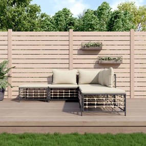 Set divani da giardino 5 pz con cuscini antracite in polyrattan