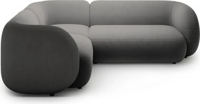 Divano angolare grigio scuro (con penisola a sinistra/a L) con rivestimento in velluto Kate – Micadoni