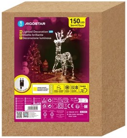 Aigostar - Decorazione natalizia LED da esterno LED/3,6W/31/230V 2700K 75 cm IP44 renna