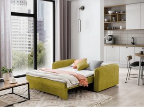 Divano giallo allungabile/con contenitore e rivestimento in ciniglia 155 cm Laine – ELTAP