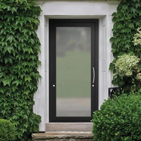 Portoncino d'ingresso Condo4 con vetro L 90 x H 210 cm in PVC nero, apertura spingere a sinistra
