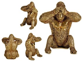 Statua Decorativa Gorilla Dorato Resina (9 x 18 x 17 cm)