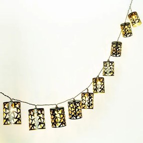 Catena LED solare 10xE12/3,65m IP44 bianco caldo