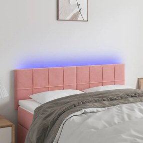 Testiera A Led Rosa 144x5x78/88 Cm İn Velluto /