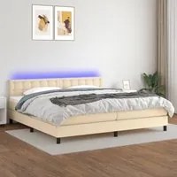 Letto a Molle Materasso e LED bianco 200x200cm in Tessuto 3133506