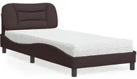 Letto con Materasso Marrone Scuro 90x200 cm in Tessuto 3208509